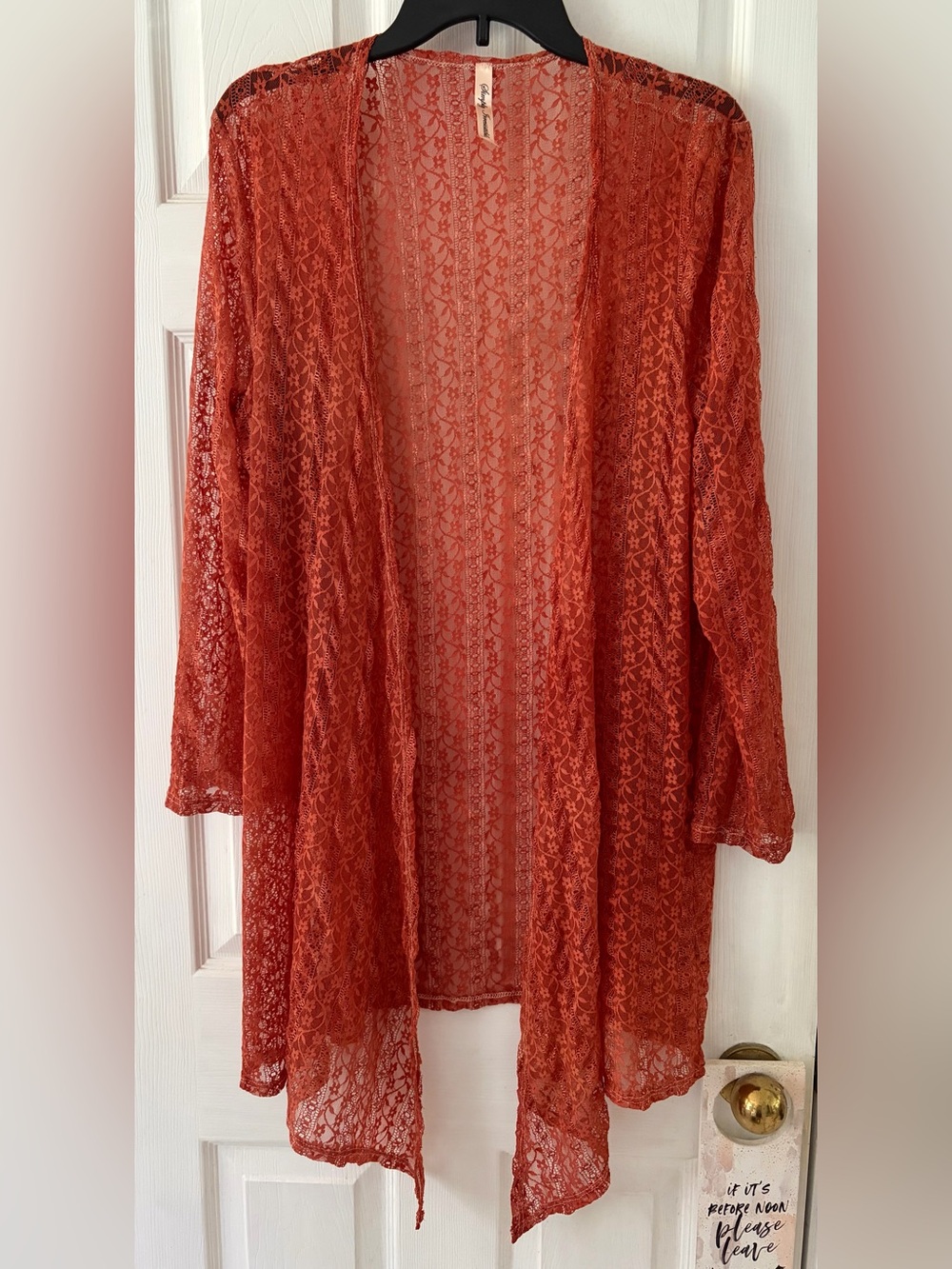 Simply Irresistible Sheer Lace Kimono in Terracotta
